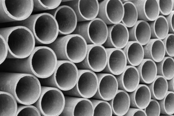 Many reinforced concrete pipes