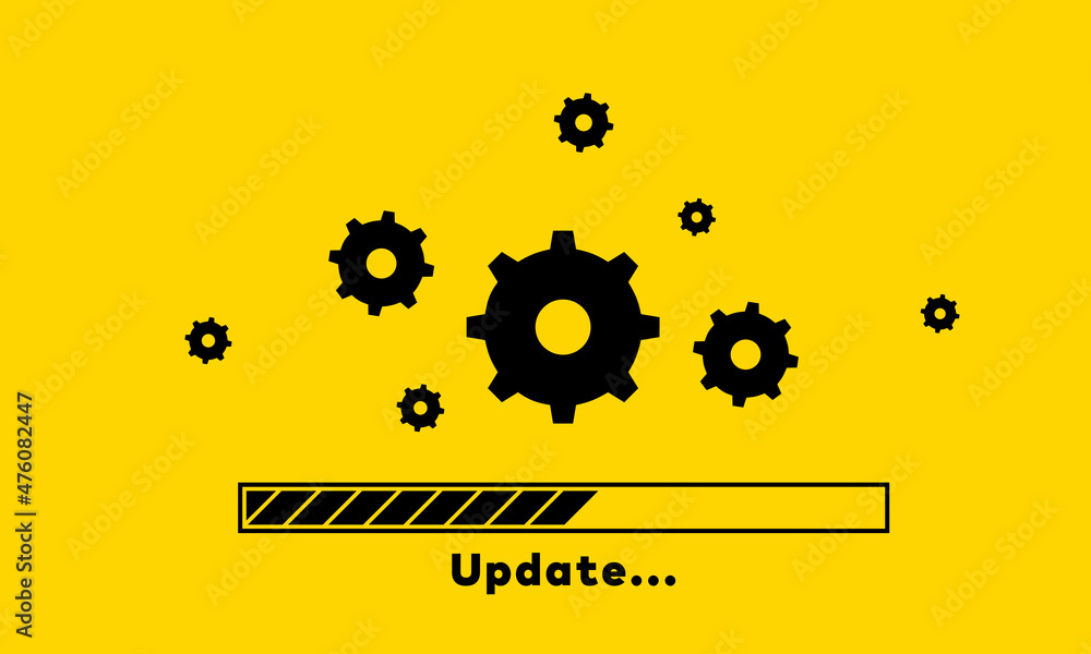 Poster update vector illustration. software update for computer, tablet and smartphone. vector illustration