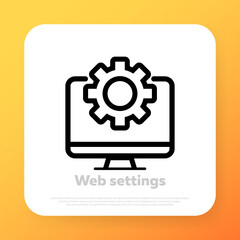 Web settings line icon. Computer technical service, diagnostic, technical support. Vector line icon for Business and Advertising