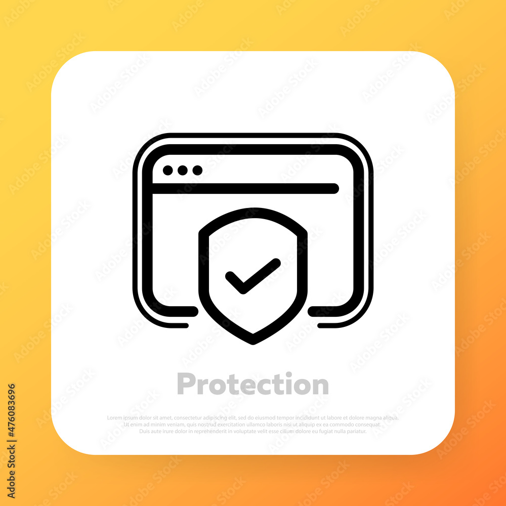 Aufkleber protection line sign. cyber sucurity. data protection. software development. vector line icon for bu
