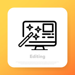Edit line icon. Correct document concept. Editing mistake. Vector line icon for Business and Advertising
