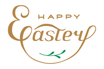 Happy Easter lettering. Text for greeting card, badge or flyer. Isolated white background.