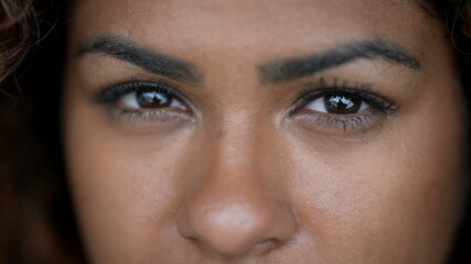 Person macro close-up face staring at camera