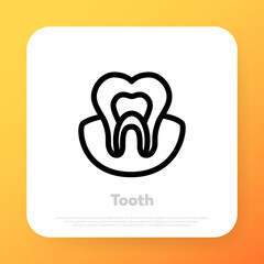 Obraz premium Tooth icon. Dental health care concept. Dentistry clinic or dentist medical center. Vector line icon for Business and Advertising