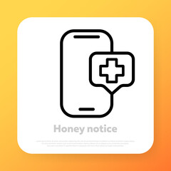 Obraz premium Online consultation icon. Doctor videocalling. Online medical service. Medical web site or app. Vector line icon for Business and Advertising