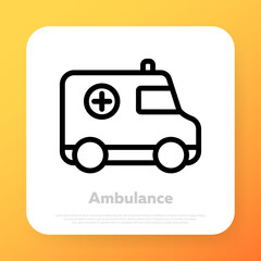 Ambulance icon. Medical evacuation. Emergency call. Help to patient concept. Vector line icon for Business and Advertising