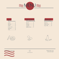 menu for restaurant