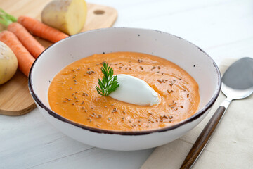 Carrot soup with mascarpone
