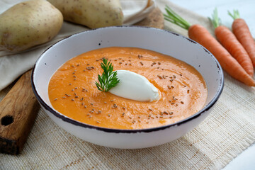 Carrot soup with mascarpone