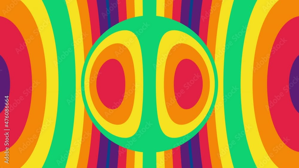 Aufkleber rainbow background with distorted multicolor stripes. seamless loop animation with rainbow lines