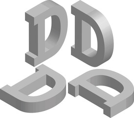 Isometric letter D. Template for creating logos, emblems, monograms