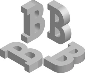 Isometric letter B. Template for creating logos, emblems, monograms