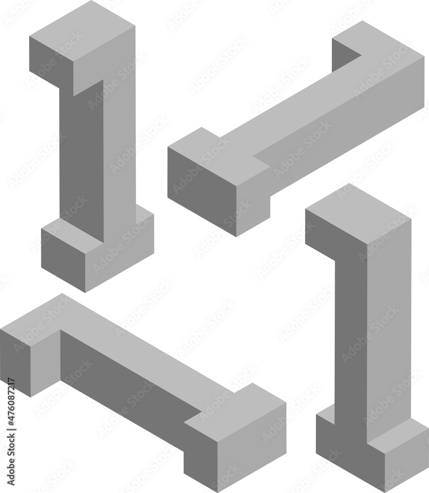 Fototapete isometric number 1. template for creating logos, emblems, monograms