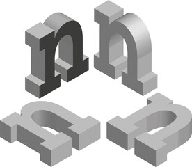 Obraz premium Isometric letter n. Template for creating logos, emblems, monograms