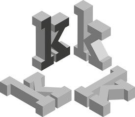 Isometric letter k. Template for creating logos, emblems, monograms