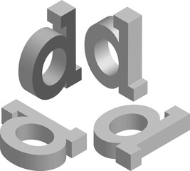 Isometric letter d. Template for creating logos, emblems, monograms