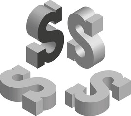 Isometric letter s. Template for creating logos, emblems, monograms