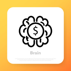 Brain icon. Money idea. Brainstorm. Vector line icon for Business and Advertising