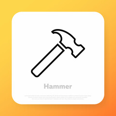 Hammer icon. Construction instrument icon. Vector line icon for Business and Advertising