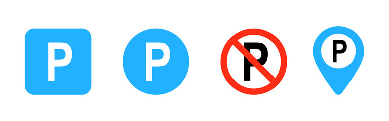 Parking sign set. Place for your car concept. Vector line icon for Business and Advertising