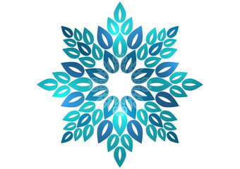 Round flower mandala, oriental mandala pattern, decorative element. Unique petal flower design. Relaxation and meditation concept for page logo