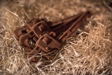 Tools figures made of chocolate is very popular thing to buy at Lviv, Ukraine.