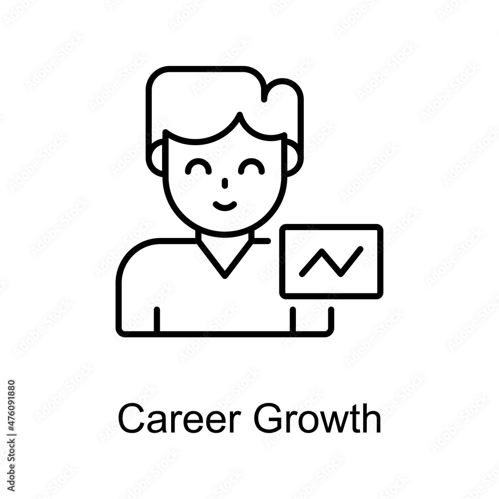 Aufkleber career growth vector outline icon for web isolated on white background eps 10 file