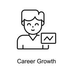 Career Growth vector outline icon for web isolated on white background EPS 10 file