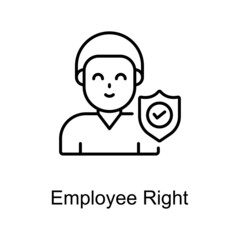 Employee Right vector outline icon for web isolated on white background EPS 10 file