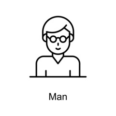 Man vector outline icon for web isolated on white background EPS 10 file