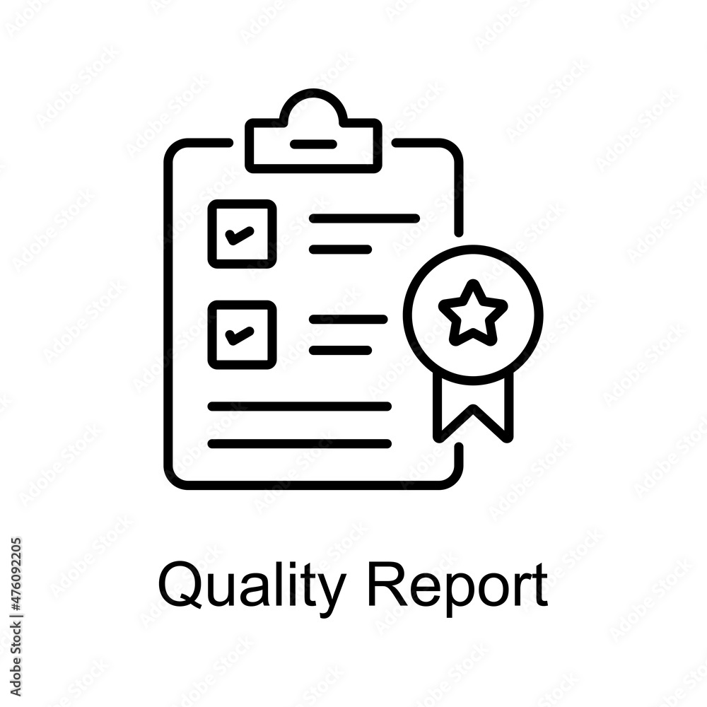 Poster quality report vector outline icon for web isolated on white background eps 10 file