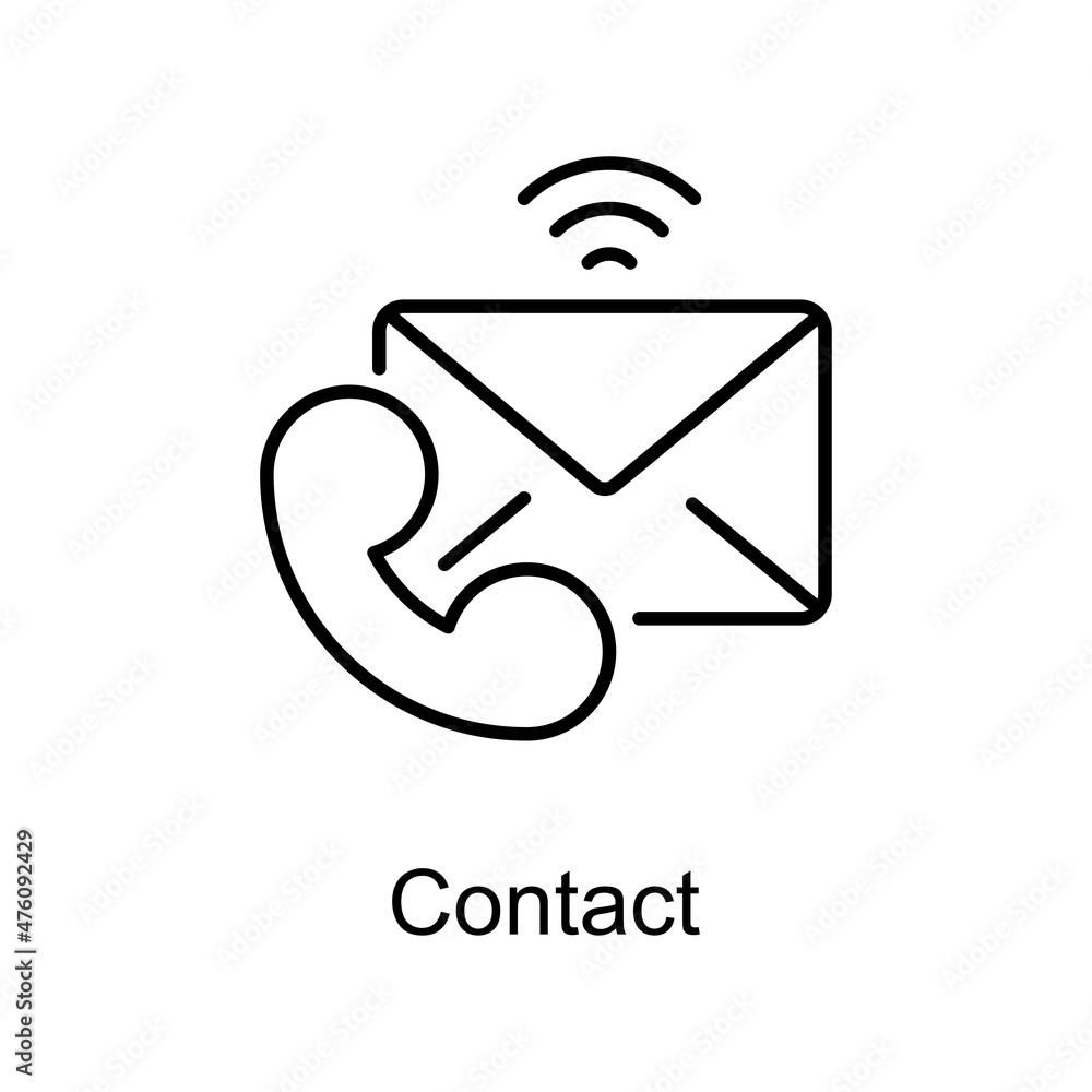 Aufkleber contact vector outline icon for web isolated on white background eps 10 file