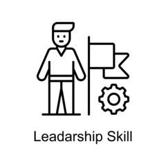 Leadership Skill vector outline icon for web isolated on white background EPS 10 file