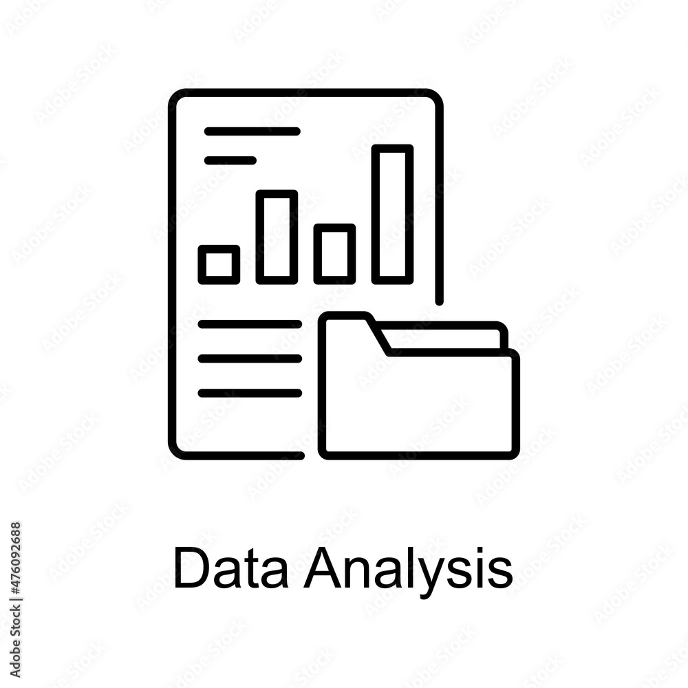 Poster data analysis vector outline icon for web isolated on white background eps 10 file
