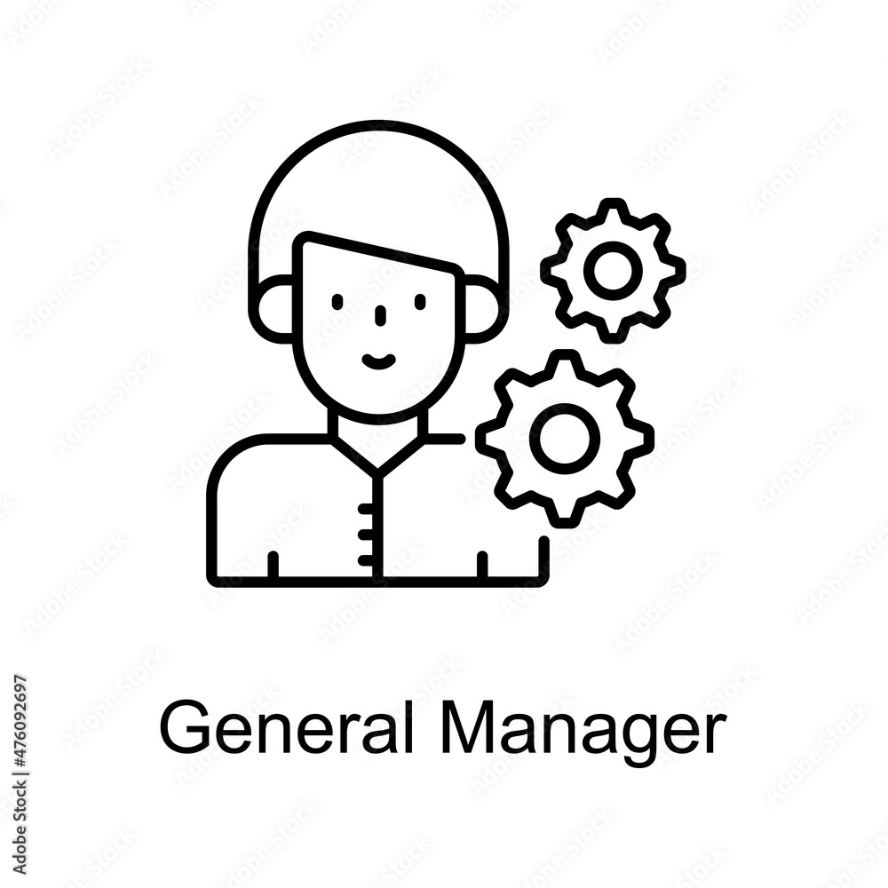 Poster general manager vector outline icon for web isolated on white background eps 10 file