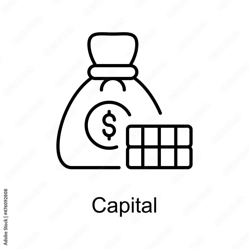 Aufkleber capital vector outline icon for web isolated on white background eps 10 file