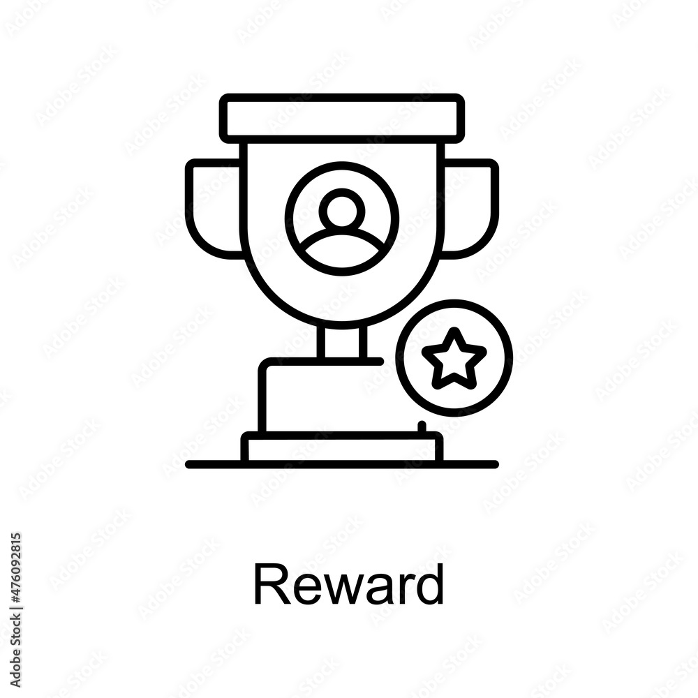 Poster reward vector outline icon for web isolated on white background eps 10 file