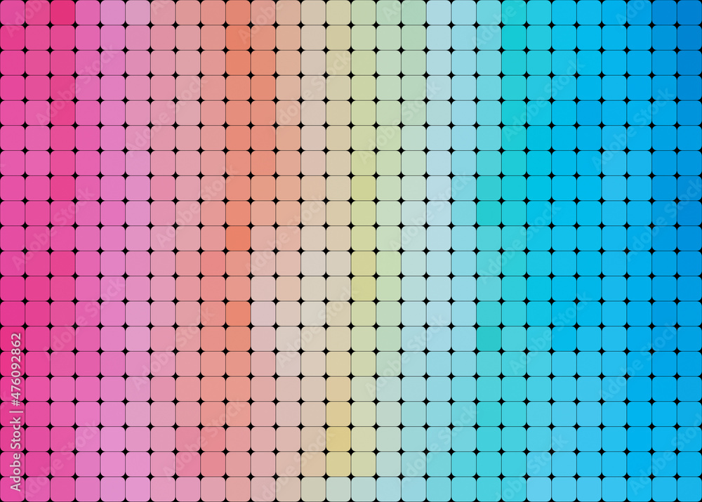 Poster abstract grid background of rounded rainbow colored squares. high resolution full frame abstract vib