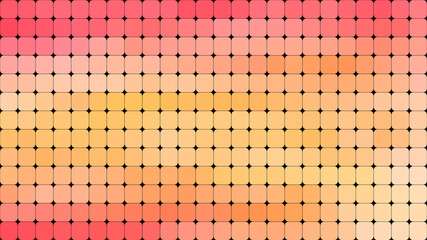 Abstract grid background of rounded warm colored squares. High resolution full frame abstract colorful background in red, orange and yellow for poster, banner, website or template. 4k resolution.