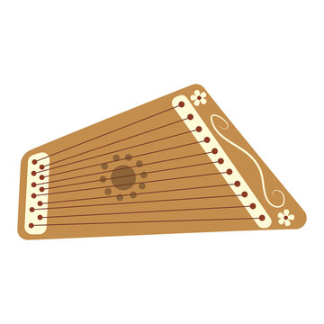 Gusli. Ancient Slavic musical instrument stringed. Colorful vector isolated flat illustration