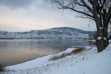 Osoyoos Lake in the winter in British Columbia, Canada