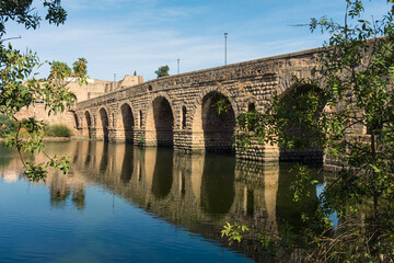 Roman bridge of Merida over the Guadiana river, part of the Archaeological Ensemble, UNESCO World...