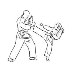 Brazilian Jiu Jitsu Technique in Vector Illustration