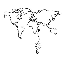 Map as line drawing on white background. Vector	
