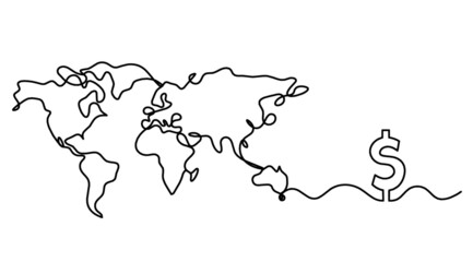Map as line drawing on white background. Vector	
