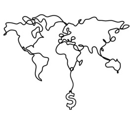 Map as line drawing on white background. Vector	
