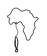Africa as line drawing on white background. Vector