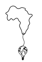 Africa as line drawing on white background. Vector