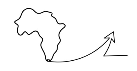 Africa as line drawing on white background. Vector