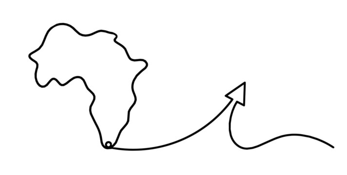 Africa as line drawing on white background. Vector